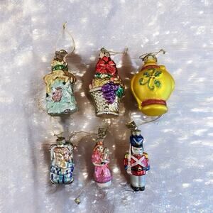 6 Vintage THOMAS PACCONI Blown Glass Christmas Ornaments Collectible Fragile 3”